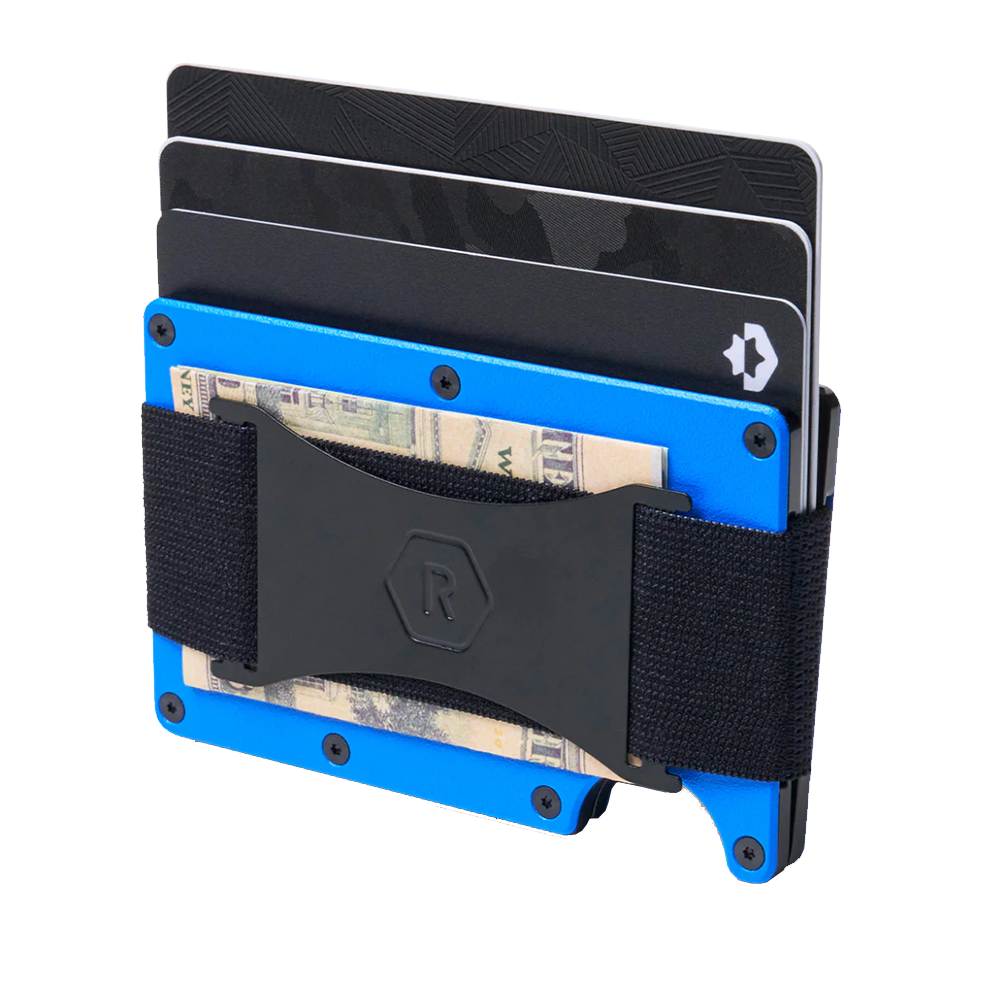 Ridge Wallet High Dive Blue Aluminum With Cash Strap And Money Clip