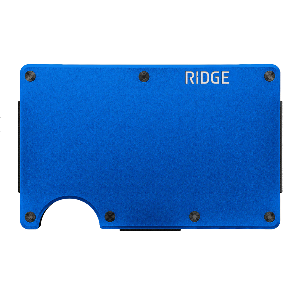 Ridge Wallet High Dive Blue Aluminum With Cash Strap And Money Clip