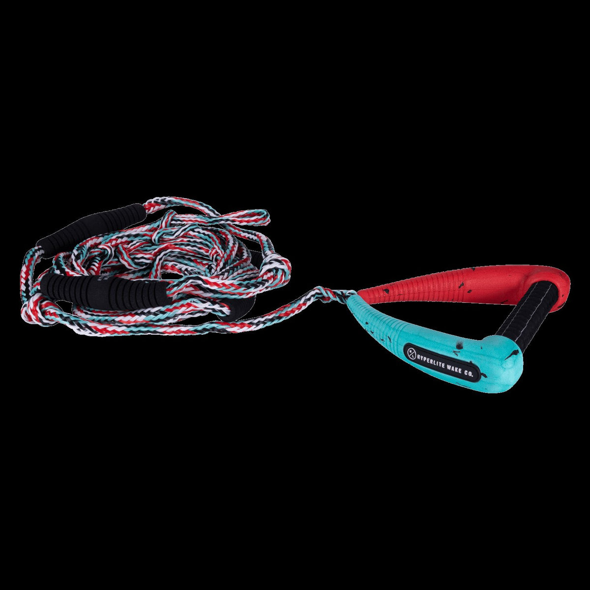 Hyperlite 2022 25' Pro Wakesurf Rope w/ Handle Red & Teal Wake Effects