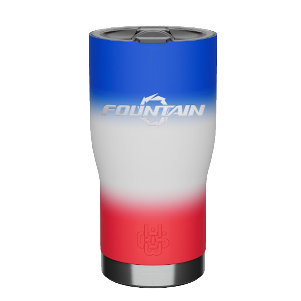 Fountain 20oz Laser Etched Tumbler Red White Blue