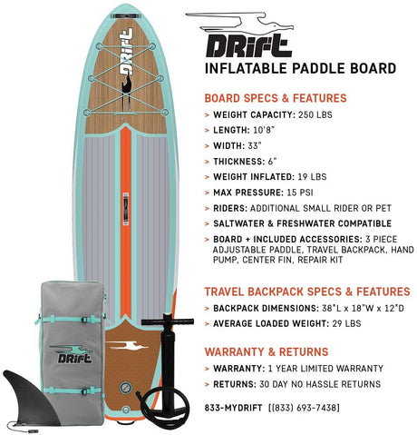 Drift 10'8 Inflatable Paddleboard Classic