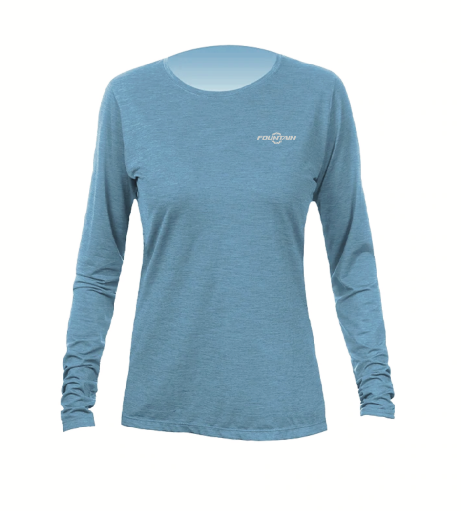 Fountain Powerboats Womens Blue Seas UPF Dri Fit Long Sleeve